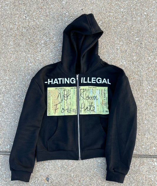 HATING ILLEGAL CROPPED ZIPUP (BLACK)