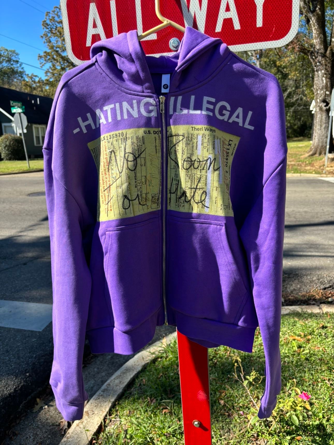 HATING ILLEGAL CROPPED ZIPUP (PURPLE)